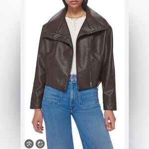 MOTHER Dark Brown faux Leather Jacket